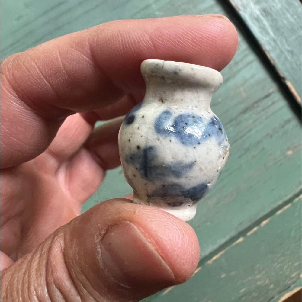 Miniature Blue and White Ceramic Vase